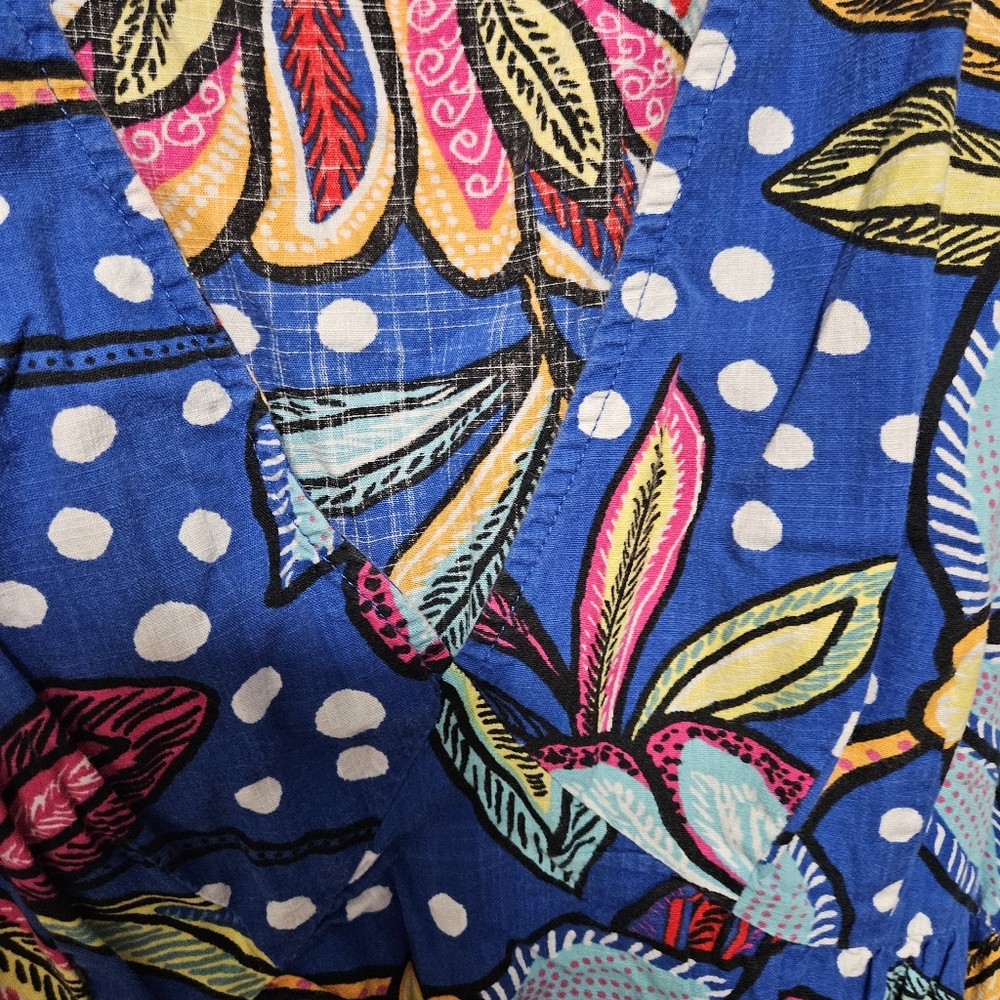Tabitha Brown Womens Dress Size 16 Maxi Blue Floral V-Neck Boho Tropical - Picture 4 of 9